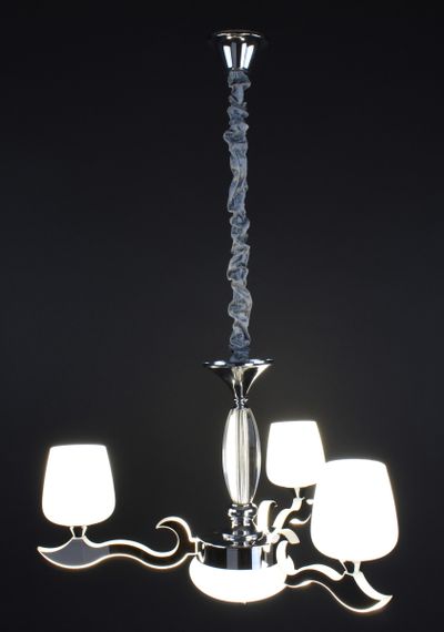 Люстра підвісна на 3 лампочки з пультом 27162 Хром 50-100х62х62 см. | Зображення 4