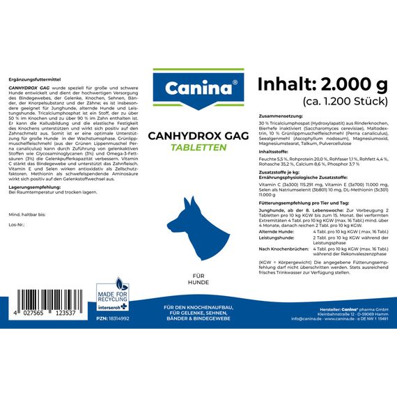 Витамины Canina Canhydrox GAG для собак, при проблемах с суставами и мышцами, 2 кг (1200 таб) | Зображення 5