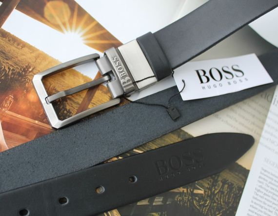 Кожаный ремень Hugo Boss унисекс черный | Зображення 2