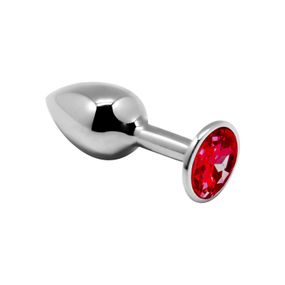 Металева анальна пробка з кристалом Alive Mini Metal Butt Plug M, Червоний