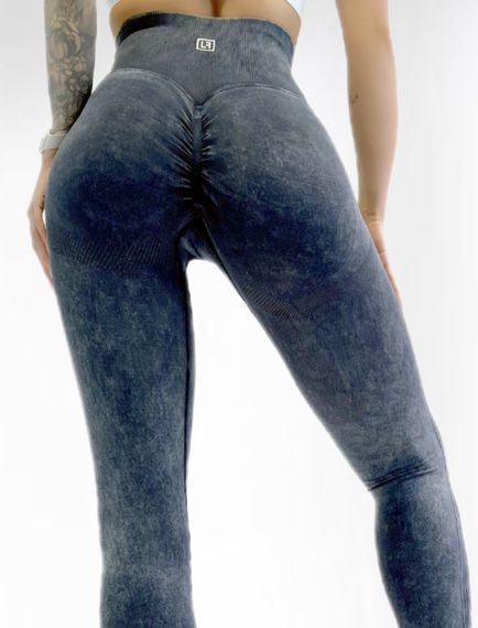 Лосіни з пуш ап ефектом для фітнесу з високою талією в рубчик LILAFIT Чорний L (LFL000060) | Зображення 3