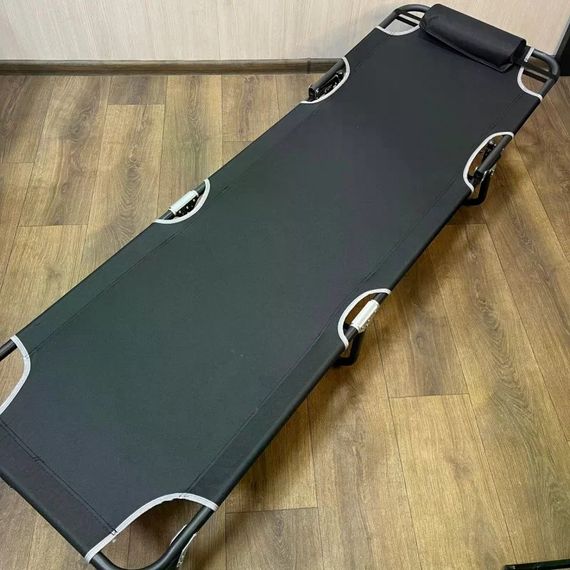 Складной пляжный шезлонг 56×176 см черный • Садовый раскладной лежак для дачи, пляжа, террасы и отдыха на природе | Зображення 2