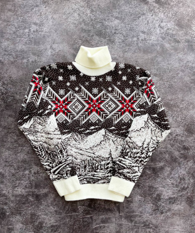 Мужской новогодний свитер с узорами PA2654 цвет белый, размер M | Зображення 3