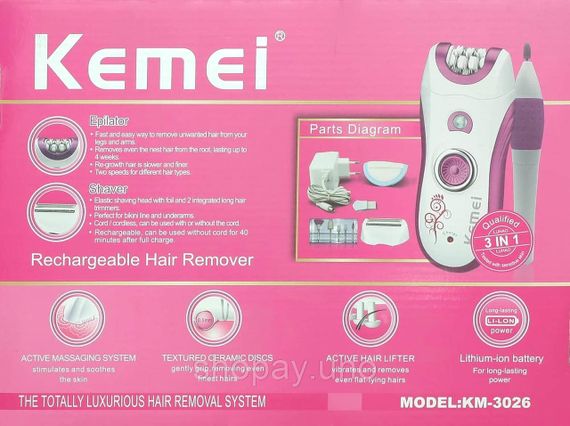 Многофункціональний електричний епілятор Kemei KM-3066 ∙ Епілятор 6 в 1 Kemei KM-3066 для гоління | Зображення 5