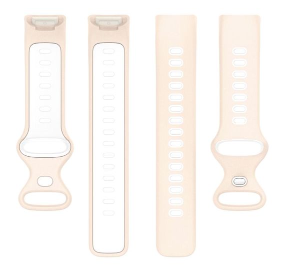 Силіконовий ремінець Primolux Sport для фітнес браслета Fitbit Charge 5 / Charge 6 - Pink&White / розмір М | Зображення 4