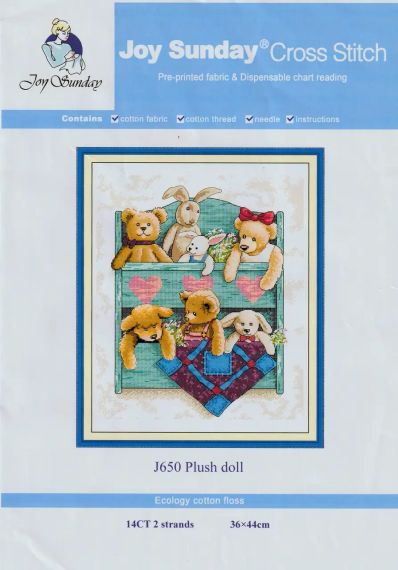 Набір для вишивання за нанесеною на канву схемою "Plush doll". AIDA 14CT printed 36*44 см | Зображення 1
