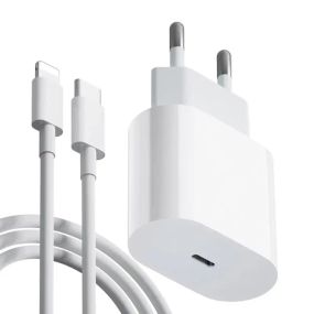 Сетевое зарядное устройство для быстрой зарядки, адаптер + кабель, Type-C to Lighting для iPhone, 20W, белый