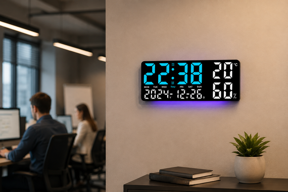 Часы настенные GH9002 / Цифровые настенные, настольные LED-часы / Часы + календарь, температура, влажность | Зображення 6