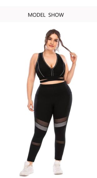 Фітнес костюм plus size з вставками з сітки | Зображення 5