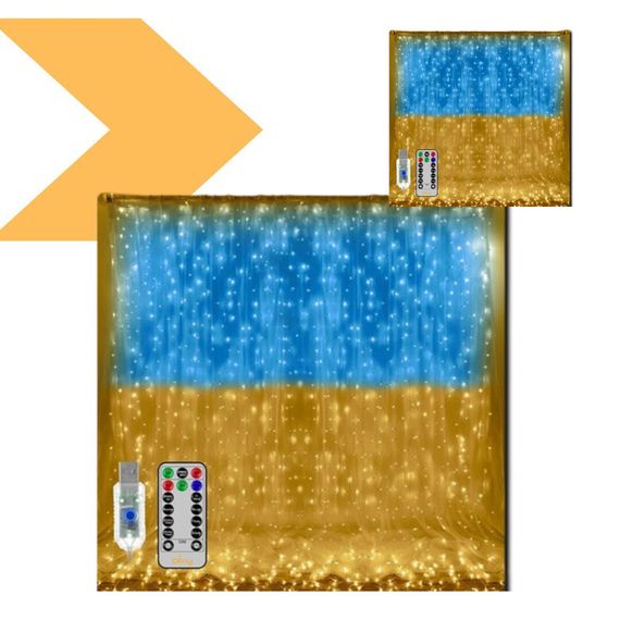 Гірлянда-штора Прапор України з пультом USB 2*2м XPRO-09 (44874-16905_209) | Зображення 1