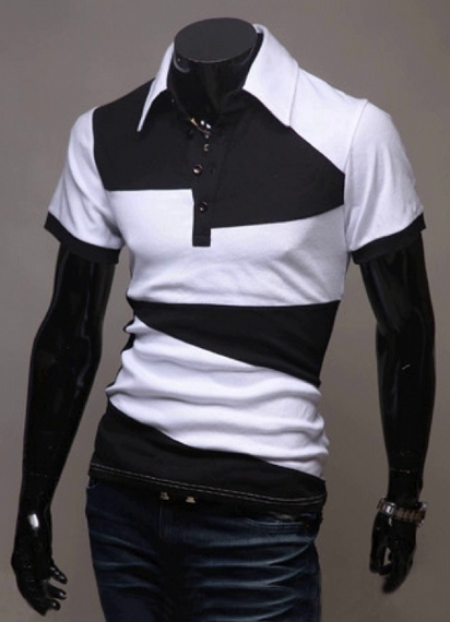 Мужское поло Fashion Man ST00003/1 рM черно-белое