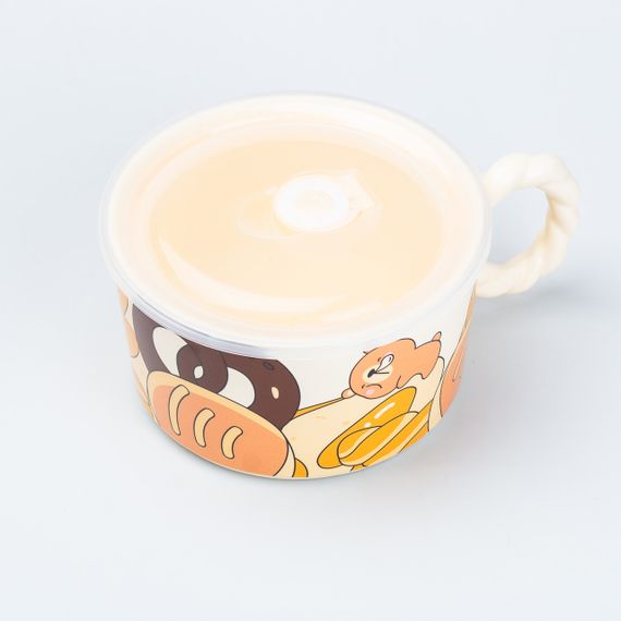 Керамічна бульйонниця 800 мл з пластиковою кришкою "Ведмедик" супниця миска для локшини | Зображення 2