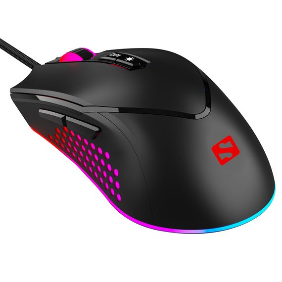 Мишка Sandberg Azazinator Mouse 6400 RGB, ігрова, 6400dpi., 7кн.Huano чорна | Зображення 1
