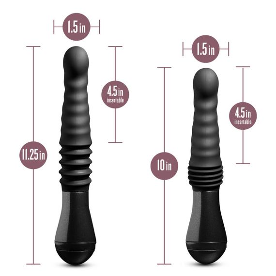 Пульсатор Blush Temptasia – Lazarus Thrusting Dildo – Black, ребристий стовбур, 3 швидкості | Зображення 4