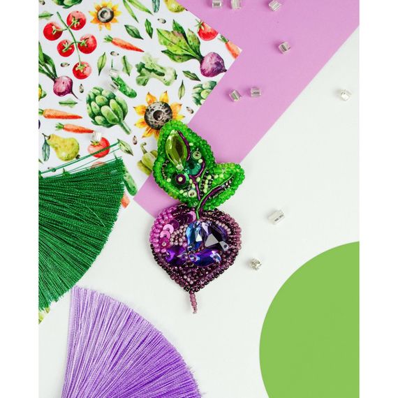 Набор для вышивания бисером украшения "Свекла" AD-231 на натуральном холсте | Зображення 5