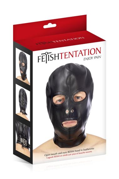 Капюшон для БДСМ з відкритими очима і ротом Fetish Tentation Open mouth and eyes BDSM hood | Зображення 2