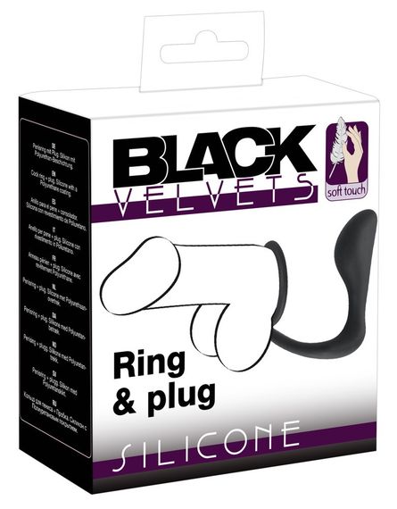 Эрекционное кольцо с анальной пробкой - Black Velvets Ring & Plug sexstyle