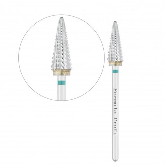 Фреза ТВС ТАЙФУН заокруглений конус зеленая Formula Profi (диаметр 5мм / рабочая часть 12мм)