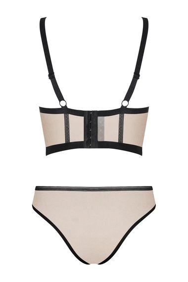 Комплект білизни Obsessive Nudelia top Тілесно-чорний S/M (бюстʼє та трусики) | Зображення 5