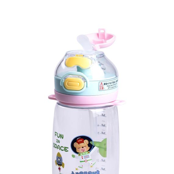 Бутылка для воды детская 550 мл с ремешком и трубочкой для спорта и школы 20 см Зеленая HP-14-45GR | Зображення 3