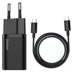МЗП Baseus Super Si Quick Charger 25W (1USB-C) + кабель Type-C to Type-C (TZCCSUP-L) Чорний