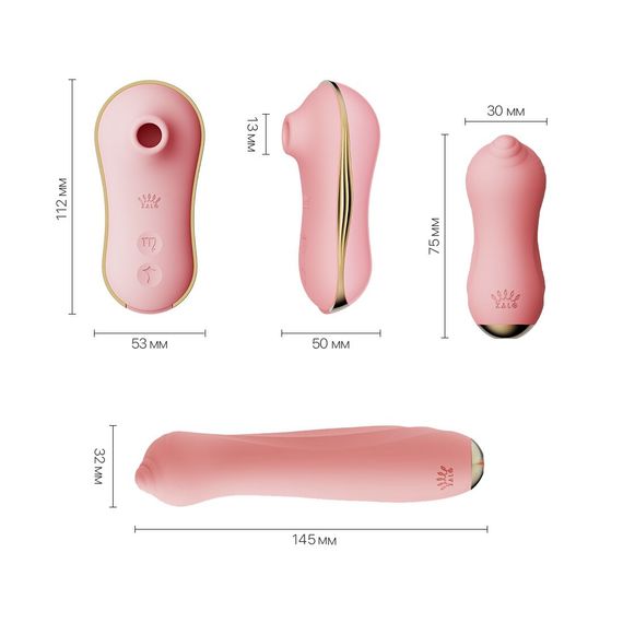 Набір 3в1 Zalo – UNICORN Set Pink, віброяйце, пульсатор, вакуумний стимулятор | Зображення 1