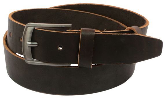 Мужской кожаный ремень под джинсы Skipper 1136-38 коричневый 3,8 см
