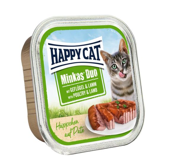 Влажный корм с ягнятиной и птицей для котов Happy Cat Minkas Duo Geflugel + Lamm, 100 гр
