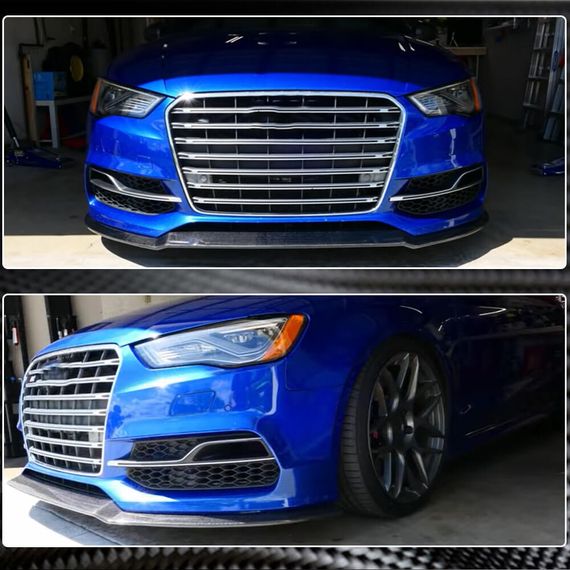 Передняя губа бампера Lip V1 для S-Line SD 2012-2016, Карбон для Ауди A3 | Зображення 3