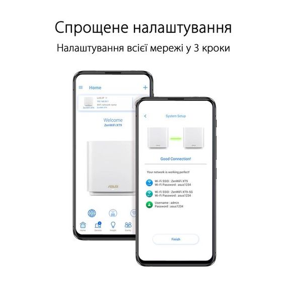 Маршрутизатор ASUS ZenWiFi XT9 1PK AX7800 3xGE LAN 1x2.5GE WAN 1xUSB 3.2 MU-MIMO OFDMA MESH white (90IG0740-MO3B60) | Зображення 3
