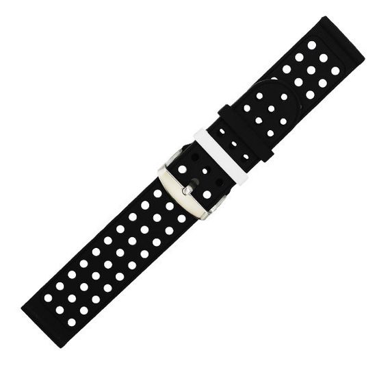 Подвійний ремінець з перфорацією для годинника Motorola Moto 360 2nd gen (42 mm) - Black&White | Зображення 3