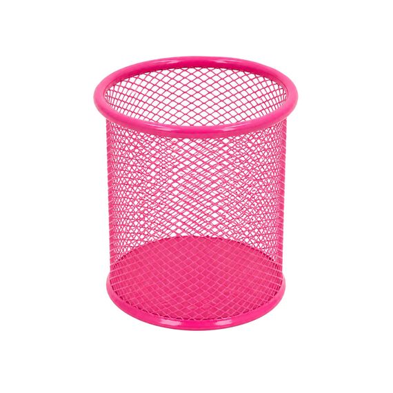 Стакан для ручек 562001-Pink металлический, круглый, 9,5х7,5см