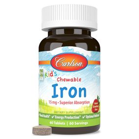 Залізо для дітей Carlson Chewable Iron 60 таблеток, Strawberry