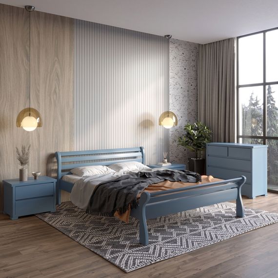 Полуторне дерев&#039;яне ліжко Mebigrand Верона Сіро-синій (S7010R90B) 120х190 см (MBG-4604)