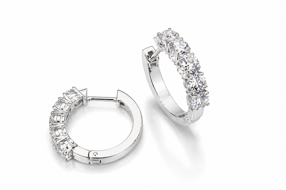 Серьги из белого золота с бриллиантами S-0393 | Зображення 3
