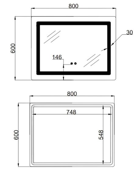 Дзеркало Lidz Kubis (KU2) 800х600 мм з LED-підсвічуванням Touch LD78LF9048060 | Зображення 1