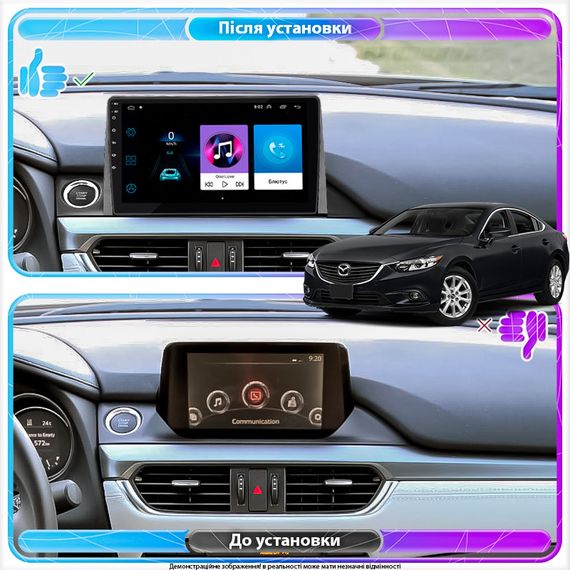 Штатная магнитола Lesko для Mazda 6 III (GJ) Рестайлинг 2 2018-н.в. экран 9" 1/16Gb Wi-Fi GPS Base | Зображення 2