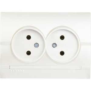 DERIY перлинно-білий металік Розетка внутрішня 2-а без заземлення Лезард