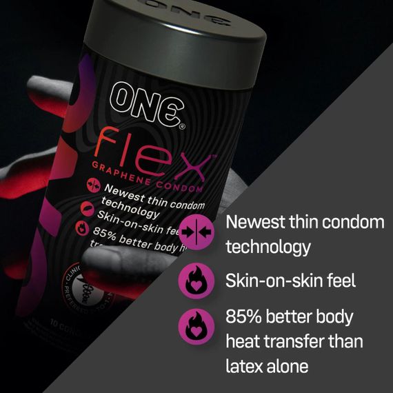 Презервативы ONE Flex Graphene, 10 шт, супертонкие, очень прочные, подарочная упаковка-тубус Sex Aura | Зображення 5