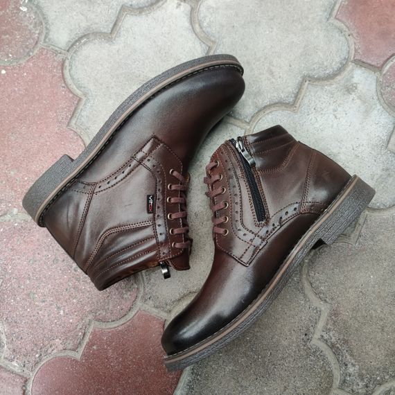 Шкіряні черевики коричневого кольору 43 розмір – на стопу 28,4 см | Зображення 3