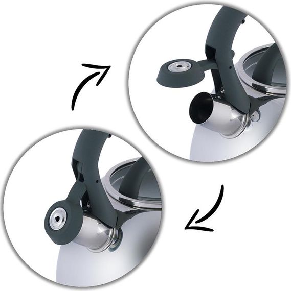 Чайник Kamille Whistling Kettle 2.7л з нержавіючої сталі зі свистком і скляною кришкою (сіра ручка) | Зображення 5
