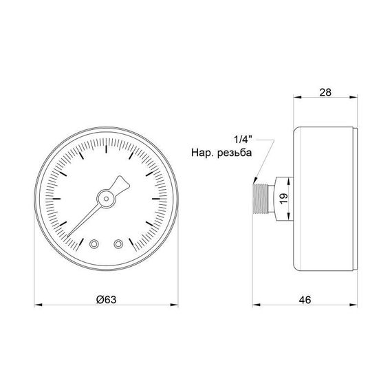 Манометр Icma 1/4" 0-10 бар, заднее подключение No243 | Зображення 1