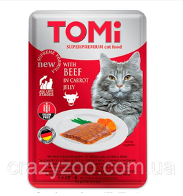 Влажный корм для котов TOMi говядина в морковном желе 100 г 490860
