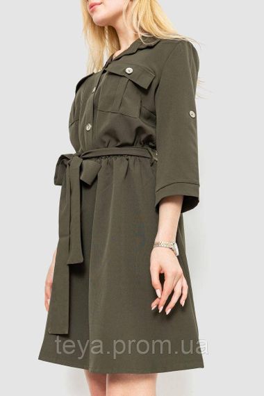 Плаття з поясом колір хакі FA_007450 | Зображення 2