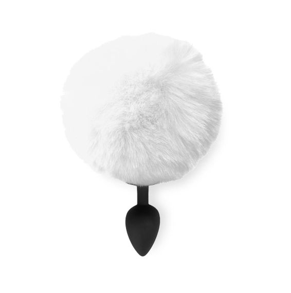 Силіконова анальна пробка М Art of Sex - Silicone Bunny Tails Butt plug White, діаметр 3,5 см | Зображення 1