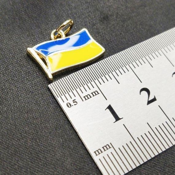 Підвіска "Прапор України" 12х16 мм, колір золото (гіппоалергенний сплав) | Зображення 2