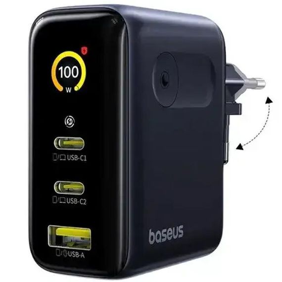 МЗП Baseus PicoGo AE21 Fast Charger 100W (1USB-A/2C) + кабель Type-C to Type-C (E0121B) Cosmic Black | Зображення 1