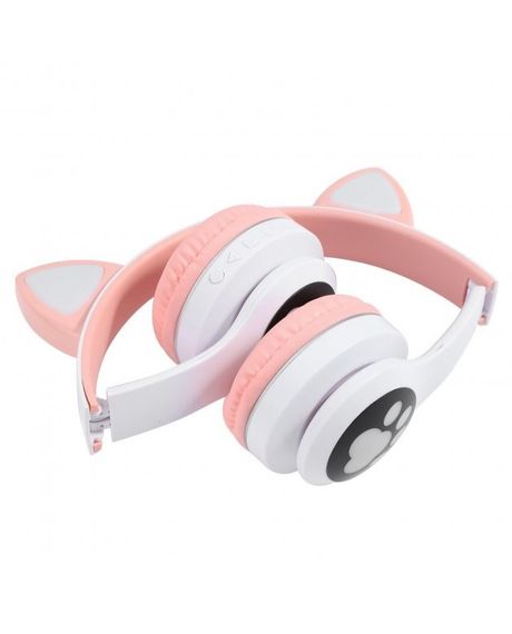 Навушники бездротові Cat Ear VZV-23M Bluetooth з RGB підсвіткою і котячими вушками Рожеві | Зображення 2