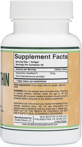 Аксантін Double Wood Supplements Astaxanthin 12 mg 60 softgels | Зображення 1