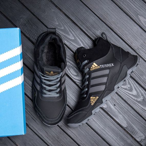 шкіряні зимові ботинки Adidas чорні | Зображення 7